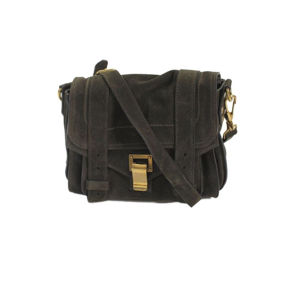Proenza Schouler Womens Suede Gold Tone Crossbody Shoulder Handbag Brown